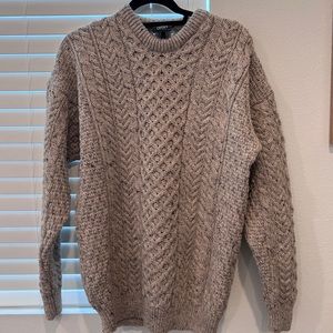 Aran Woollen Mills Beige 100% Wool Sweater L NWT